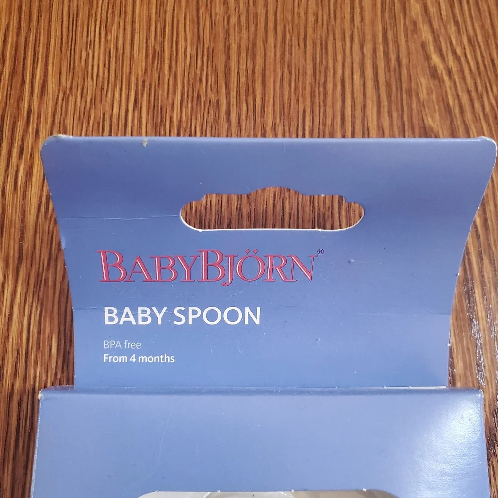 BabyBjorn Baby Spoon Blue Feeding Eating Infant 4 Months Dishwasher Safe New